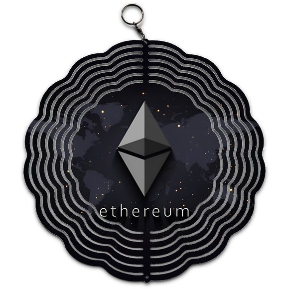 Ethereum World Map Bitcoin Digital Currency Logo Design Wind Spinner - Picture 1 of 3